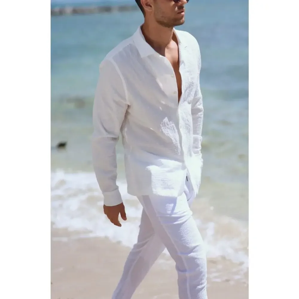 SALTY WEEKEND Mykonos Seersucker Pants White Sz XL $158 {A1}